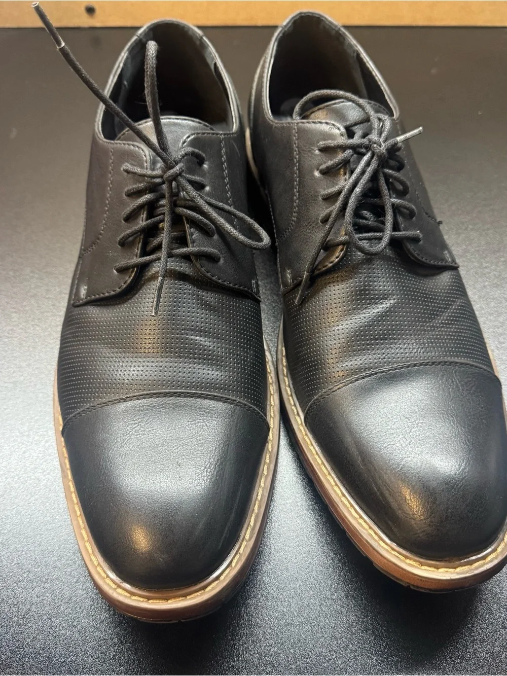 Perry Ellis Portfolio Grand Wide Black Men’s Dress Shoes Size 12